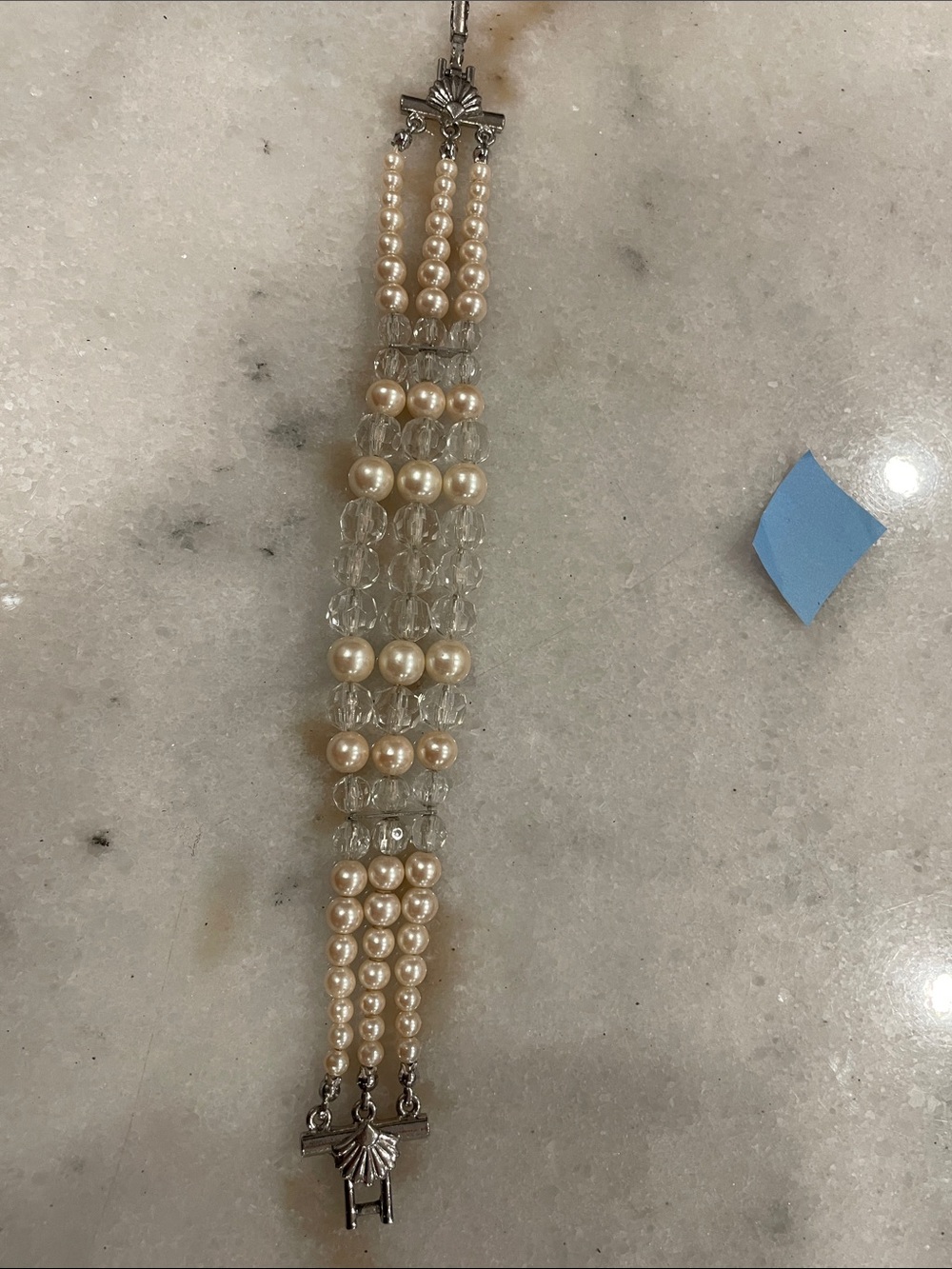 Pearl & Crystal Multi-Strand Bracelet - Ivory